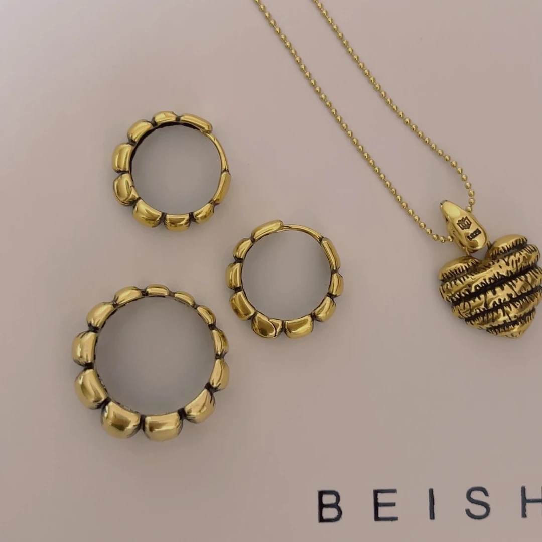 925银耳饰 J1094   简韩新款南瓜戒指耳环黄色时尚百搭TF简约