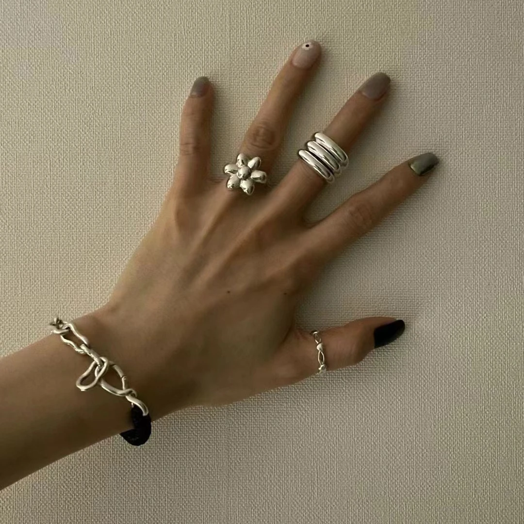 925银戒指 J1017  简韩新款三套环戒指