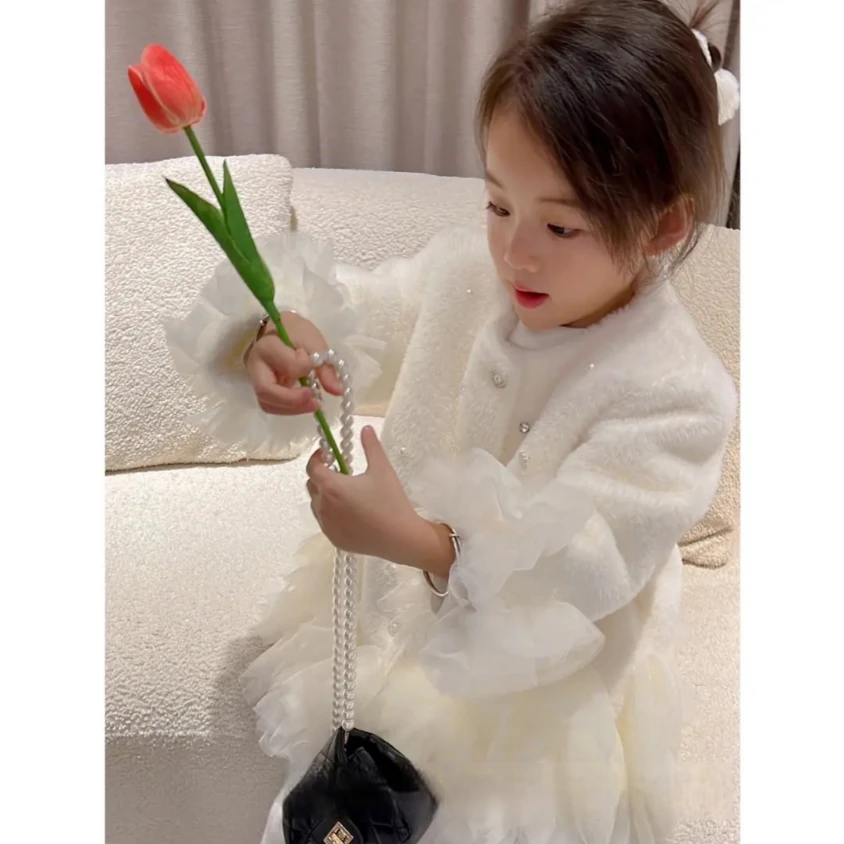 【秋冬新款】2024新款女童小香风儿童貂绒重工韩版秋冬加厚毛绒外套