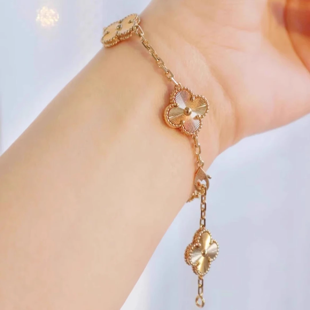 925银手链 四叶草手链金色经典男女时尚百搭款手链送女友送朋友