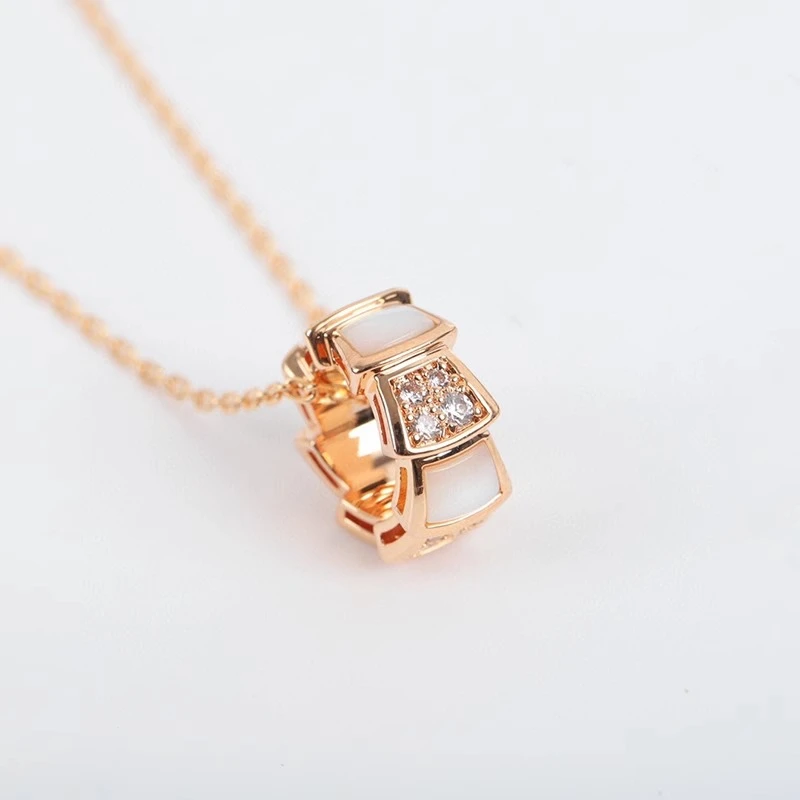 链子925银贝壳 蛇骨项链时尚气质镶嵌蛇骨锁链网红送女友送闺蜜