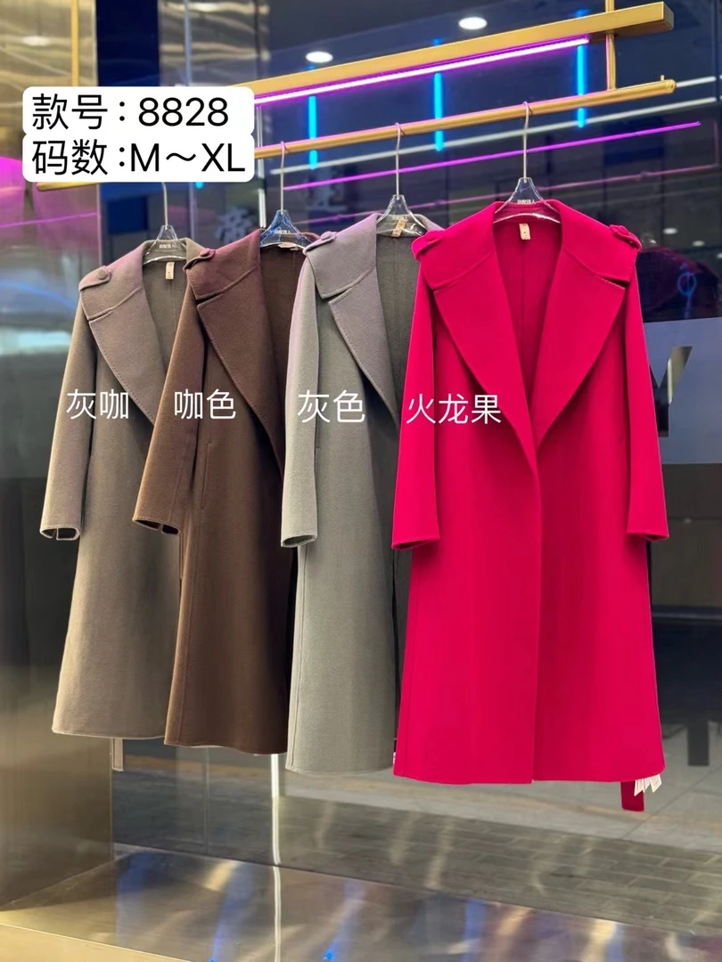 火龙果女秋冬毛呢外套修身型气质宽松咖色韩版外套百搭呢子羊绒