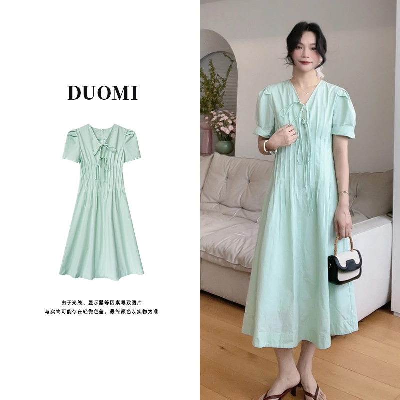 【DUOMI】薄荷曼波绿色春夏新款连衣裙显瘦气质休闲法式连衣裙D3719