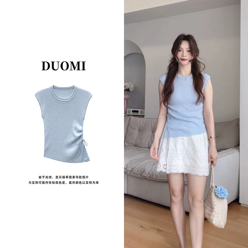 【DUOMI】夏新款设计感小众显瘦上衣休闲修身上衣女D5082