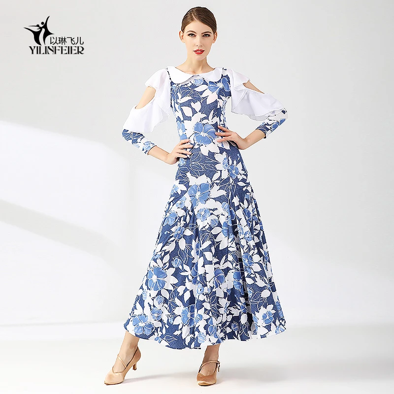 落落大方勾魂美！新款摩登舞裙2108成人国标舞服装连衣裙华尔兹裙