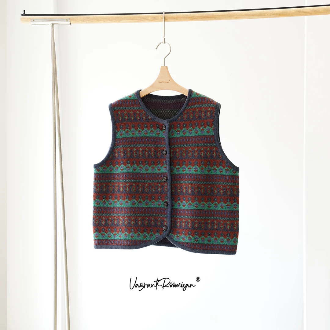 ROOMISAN【复古提花羊毛马甲】24786