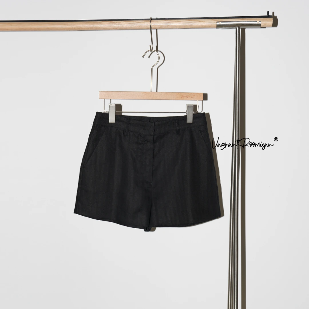 ROOMISAN2024春夏新款灰色高腰西装显瘦a字短裤24309
