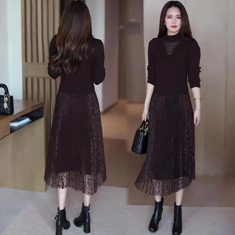 秋冬连衣裙女2024新款时尚洋气显瘦百搭高级感气质配大衣打底裙子