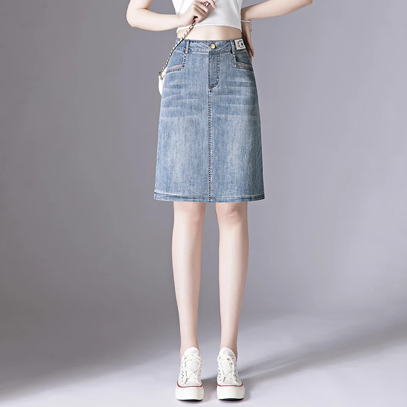 时尚牛仔半身裙女2024年夏季新款高腰显瘦小个子a字包臀短裙子潮