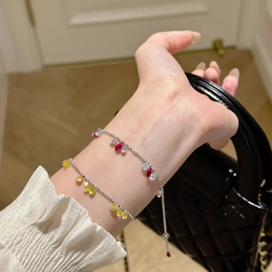 925银合成锆石手链 泪碎星河手链甜美ins闺蜜气质可爱女生百搭