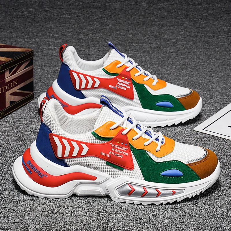 国潮男鞋大网透气镂空单网薄款老爹潮鞋初中学生青少年跑步运动鞋