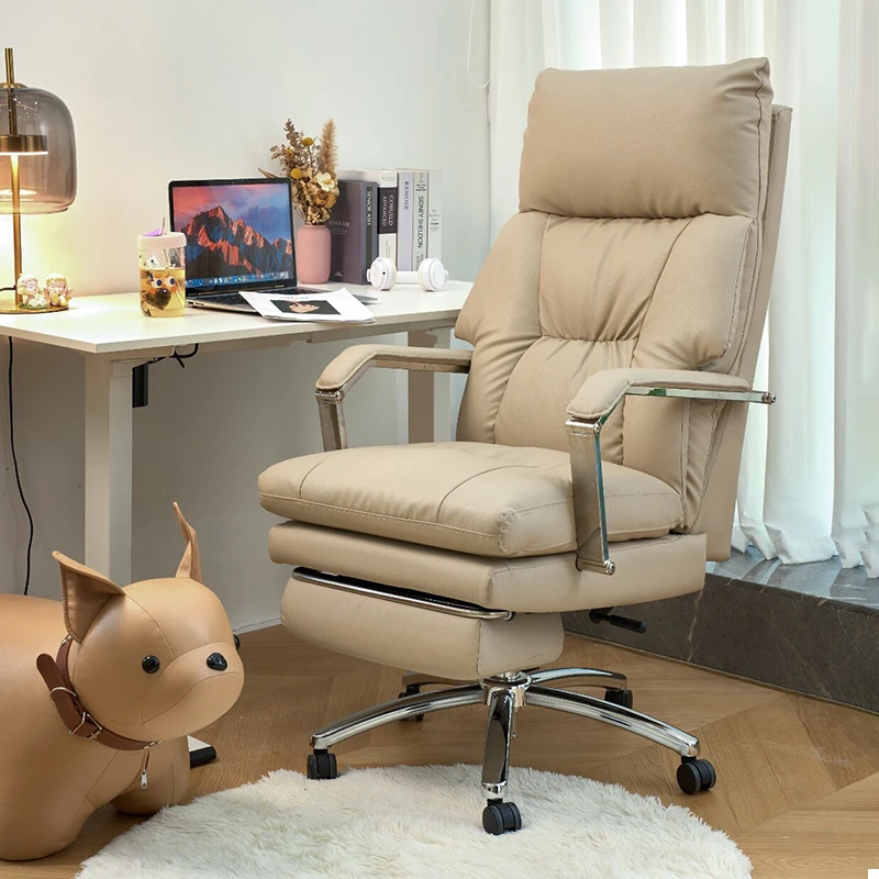 真皮电脑椅家用办公椅可躺座椅书房靠背游戏书桌椅轻奢老板椅