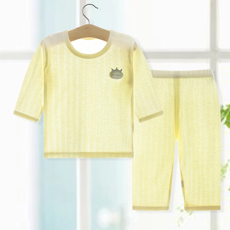 宝宝夏季空调服套装婴儿纯棉家居服衣服男童女童薄款长袖睡衣春秋