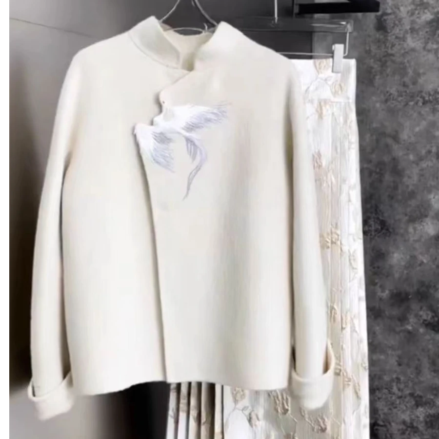 【钟意】C026白色毛呢外套P6120