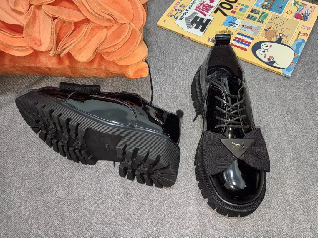 【钟意】X766粗跟黑色小皮鞋50075