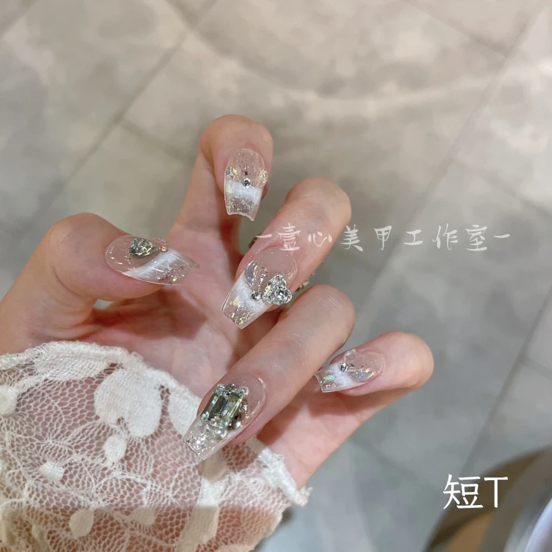 纯手工定制穿戴甲冰雪奇缘美甲贴片可拆卸假指甲贴10片小红书抖音