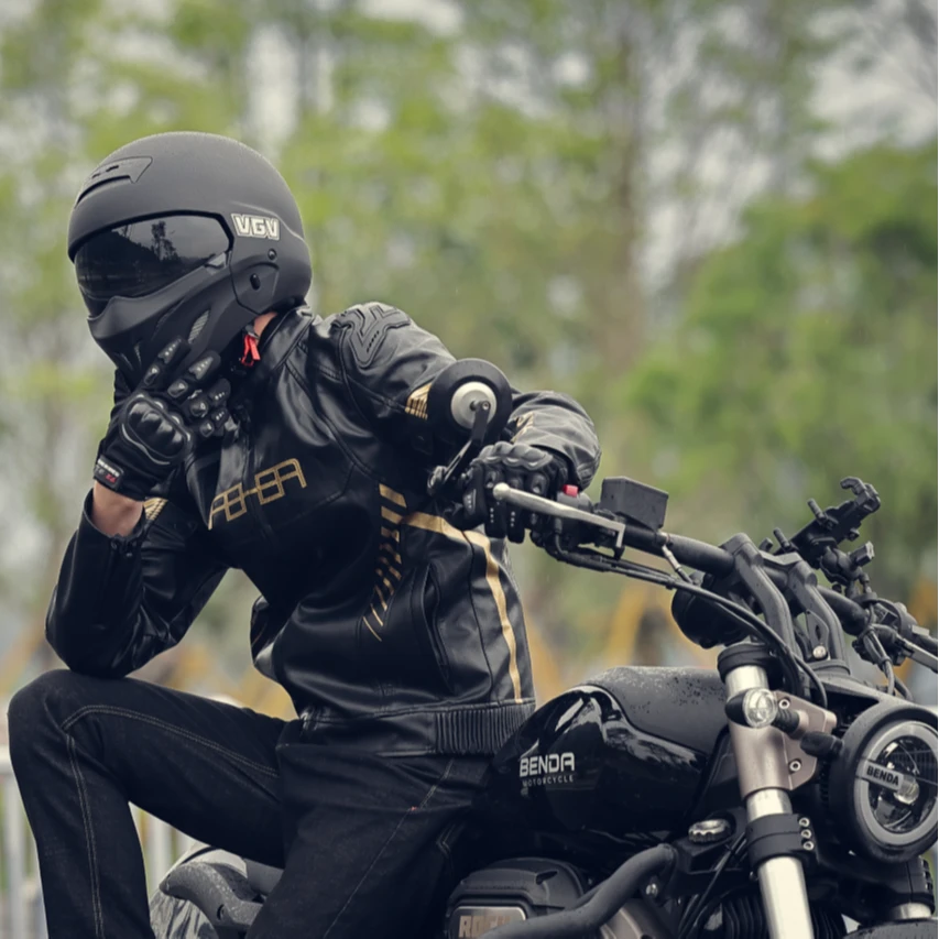 3C国家认证摩托车蝎子头盔电动机车夏季复古全盔四季巡航组合盔