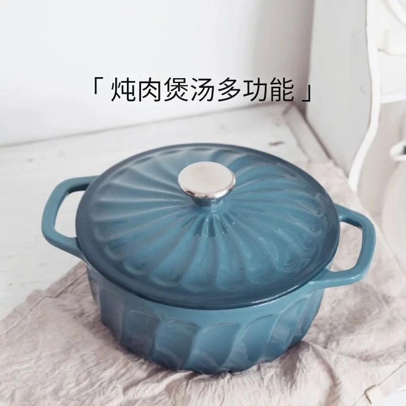 外贸尾货珐琅铸铁锅炖锅搪瓷汤锅焖烧锅电磁炉明火通用22/24cm