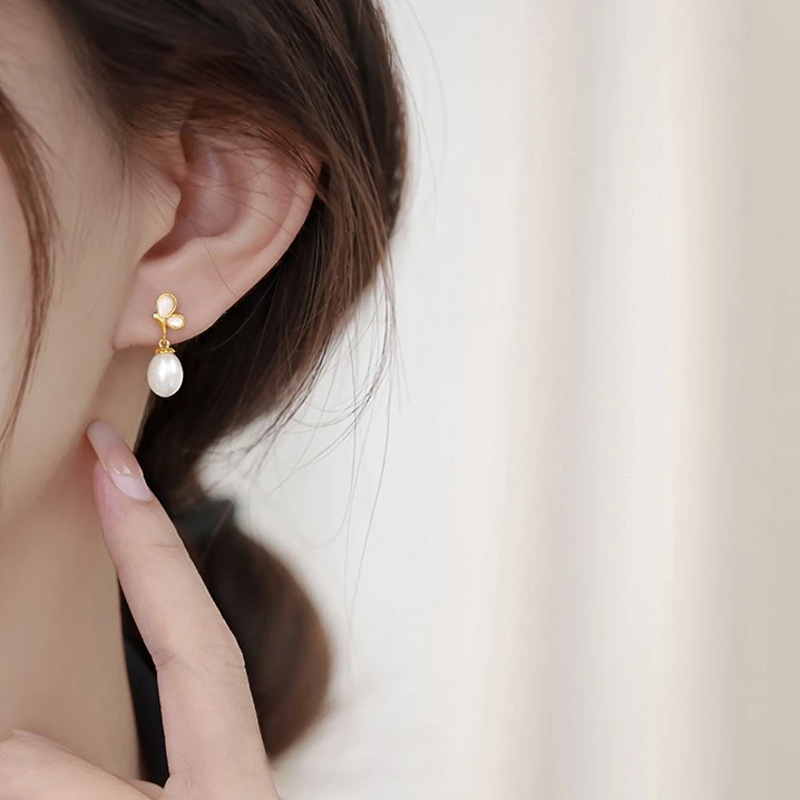 925银仿珍珠耳饰  925纯银蝴蝶珍珠耳钉女2025耳环小众高级感气质