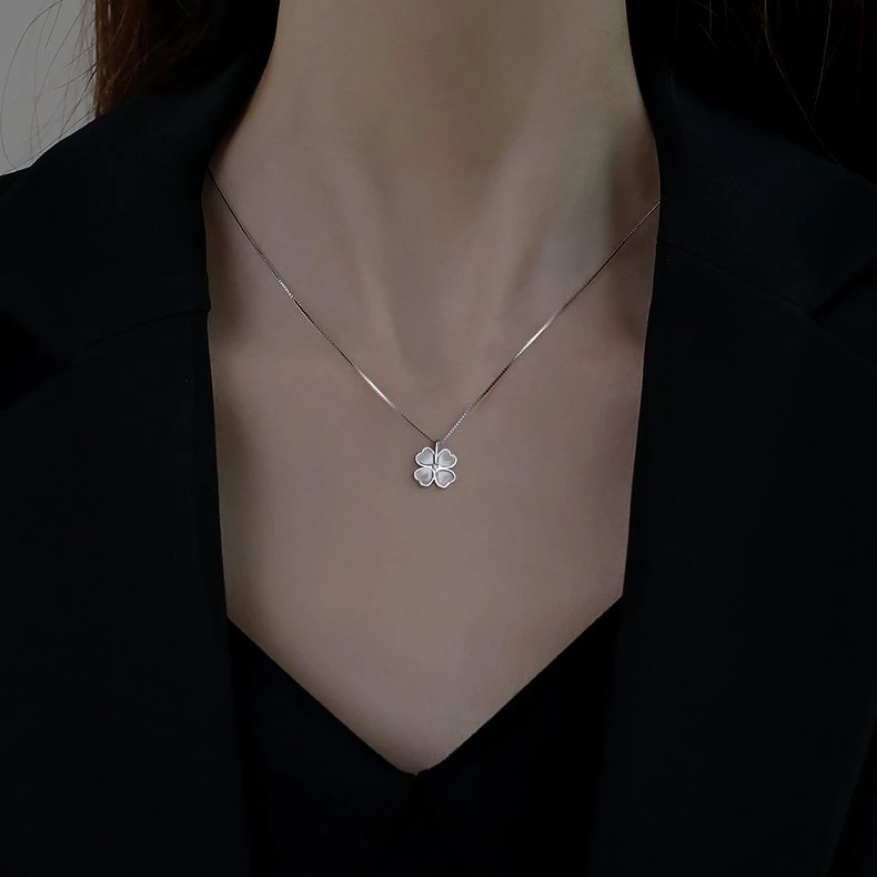 链子925银 纯银猫眼石轻奢吊坠项链女毛衣链小众锁骨链颈链项链