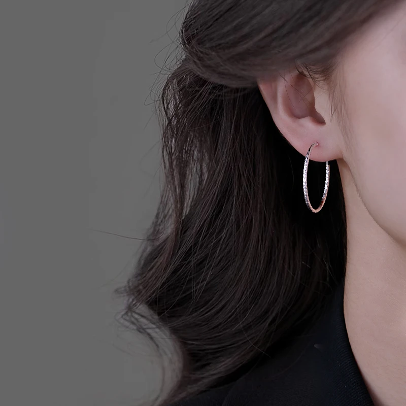 足银耳饰 999纯银简约素圈耳环女款2025新款夏季耳圈轻奢小众耳饰
