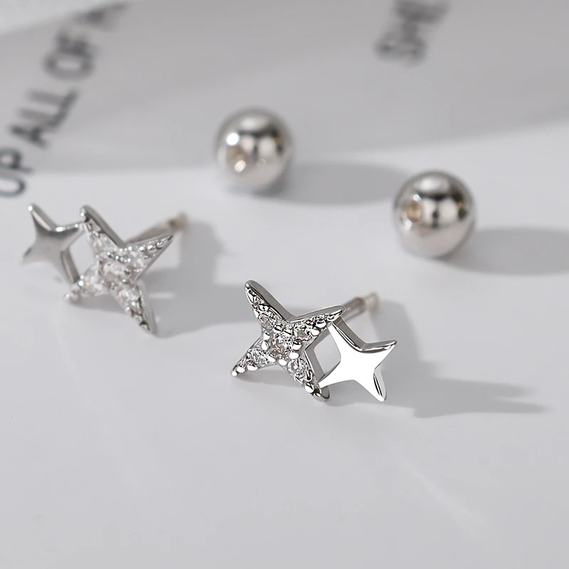 足银耳饰 999纯银星星耳钉女小众设计感耳环养耳洞高级感耳饰小巧