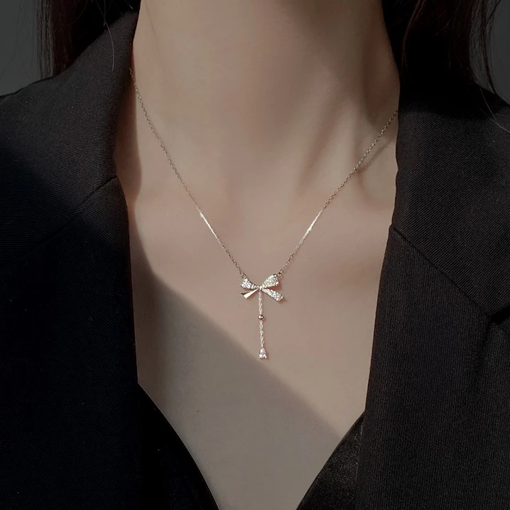 链子925银 纯银蝴蝶温柔吊坠项链小众设计精致气质百搭女生锁骨链
