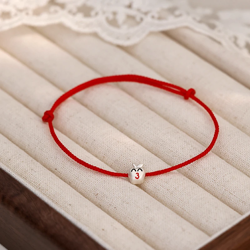 925银手链 手串百搭手工编织小苹果红绳女手链轻奢小众不做了下架