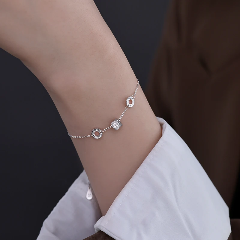 足银手链 999纯银闪钻小蛮腰手链女新款2025春夏经典气质精致首饰