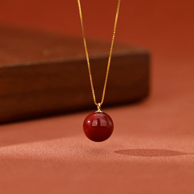 链子925银仿珍珠 纯银施家珍珠项链女轻奢时尚百搭精致红色锁骨链