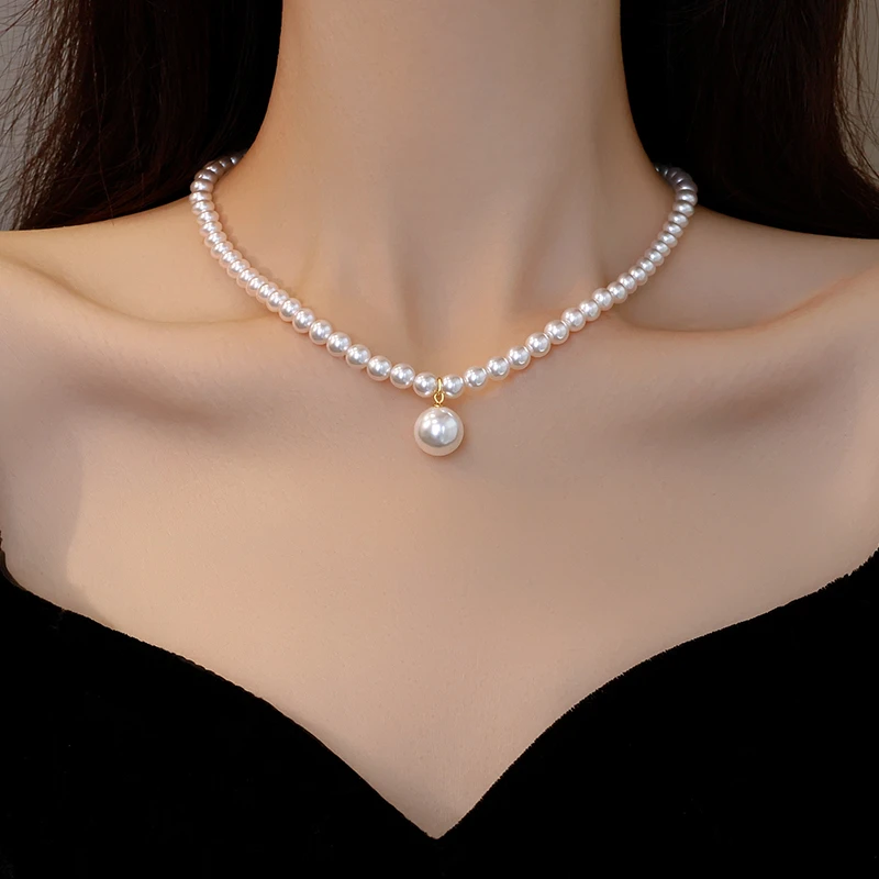 链子925银仿珍珠 925银施家珠珠项链女小众设计感锁骨链轻奢夏