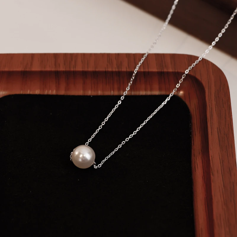 链子925银仿珍珠  925纯银施家珍珠项链轻奢小众时尚高级感毛衣链