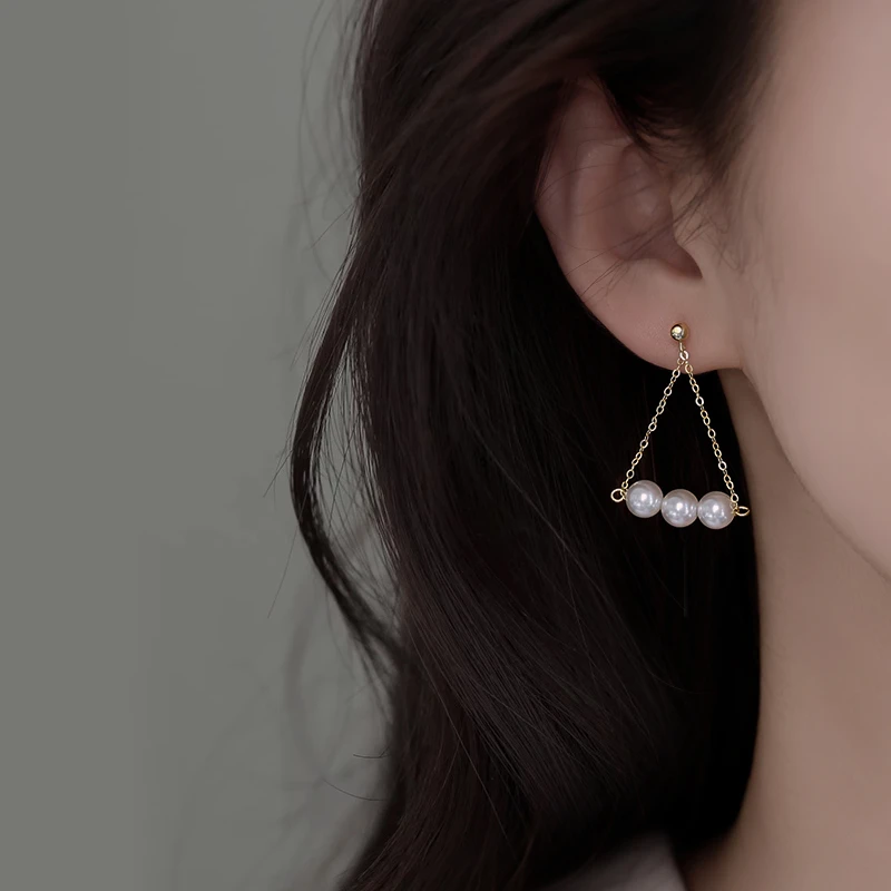 925银耳饰 925纯银流苏珠珠耳坠女新款2025夏高级感耳钉耳饰耳环