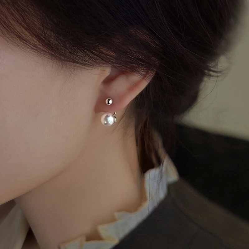 925银耳饰 纯银仿珍珠耳钉女小众设计感高级耳环2025新款洋气耳饰