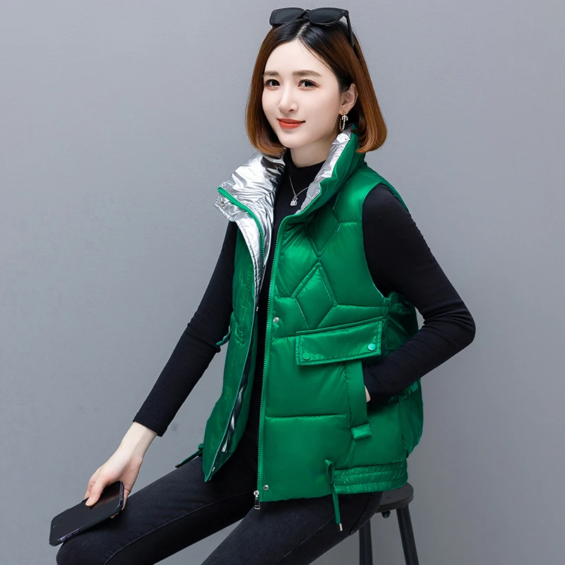 外穿女棉马甲2023新款女士立领韩版时尚休闲无袖棉衣保暖加厚马夹