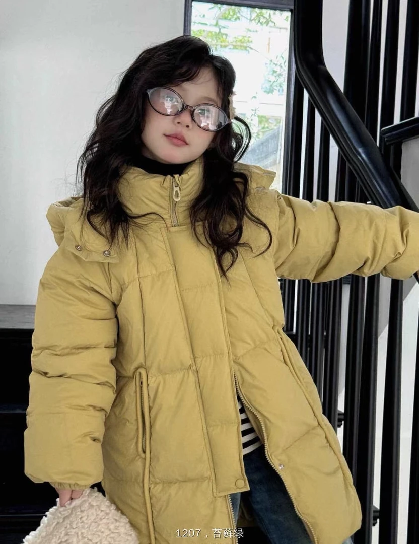 女童羽绒服加厚中长款2024冬季新款女中大童新国标童装女童羽绒服