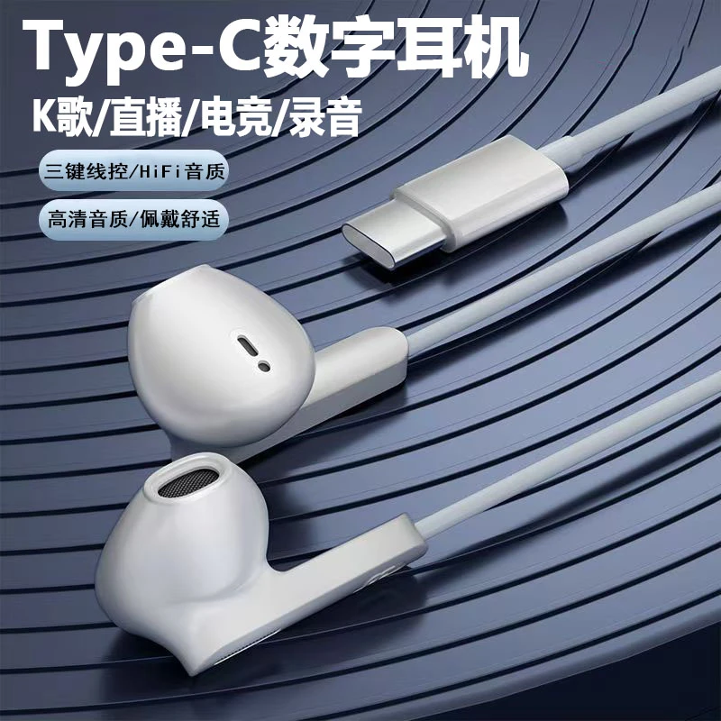 Type-C耳机适用荣耀300/200通用带麦降噪K歌直播高音质有线耳机