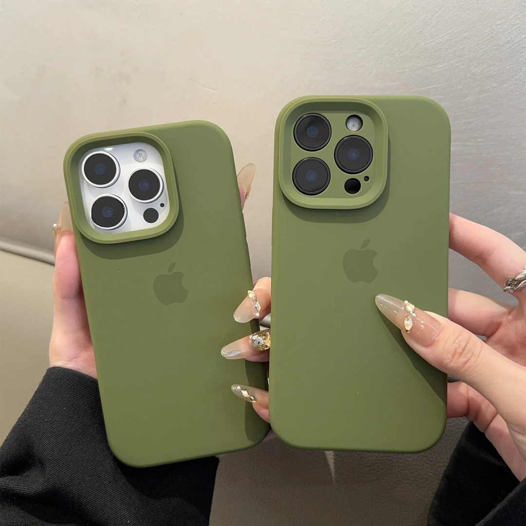 松林绿适用苹果16promax手机壳15液态硅胶iphone14简约13纯色1211