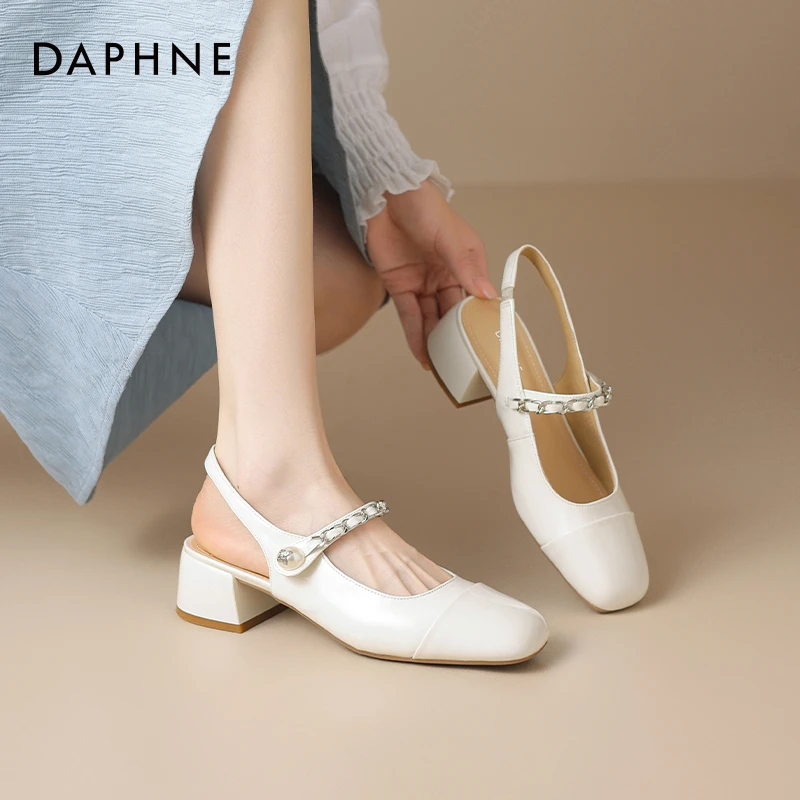 达芙妮包头凉鞋女款2025新款夏季外穿女士高跟凉拖鞋玛丽珍女鞋子