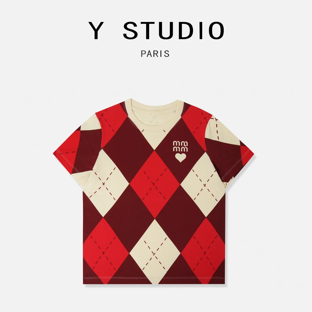 【大妮专属】（中古菱格）2024夏季潮流百搭时尚简约设计款短袖T恤