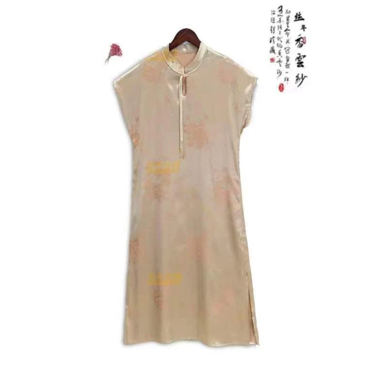 丝年.蝶影花枝｜复古收腰显瘦旗袍改良版高端连衣裙-4937