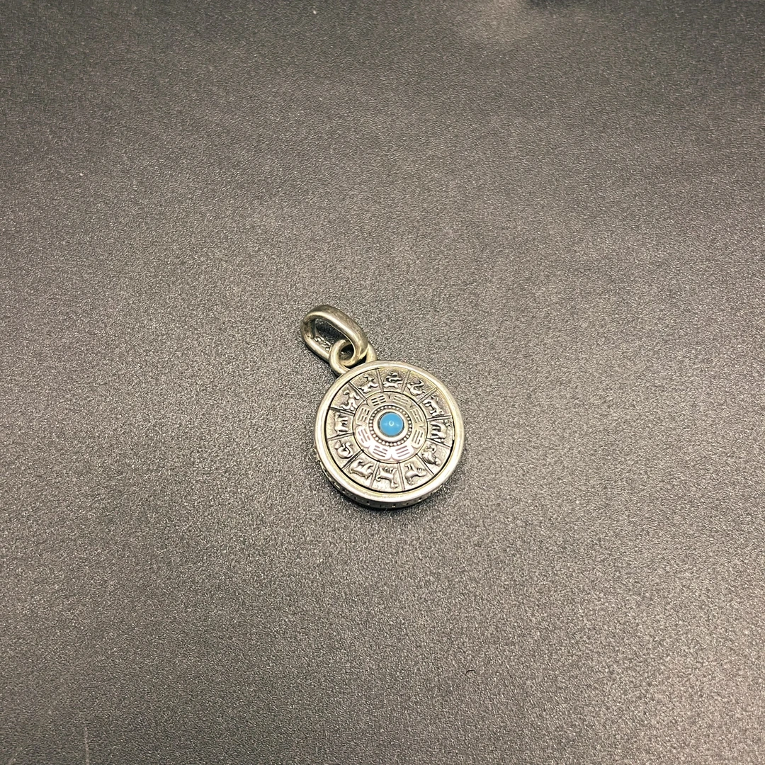 吊坠925银 S925银 藏风十二生肖九宫守护吊坠 九宫可转动