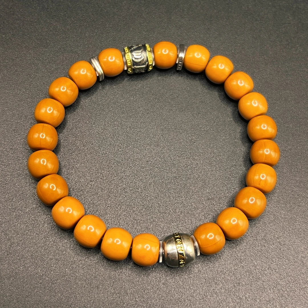 925银银制品 S925银 原创设计 猴头老型搭配六字真言单圈手串