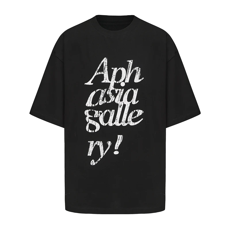 aphasiagallery 三色做旧LOGO夏季基础圆领T恤衫情侣款短袖宽松款