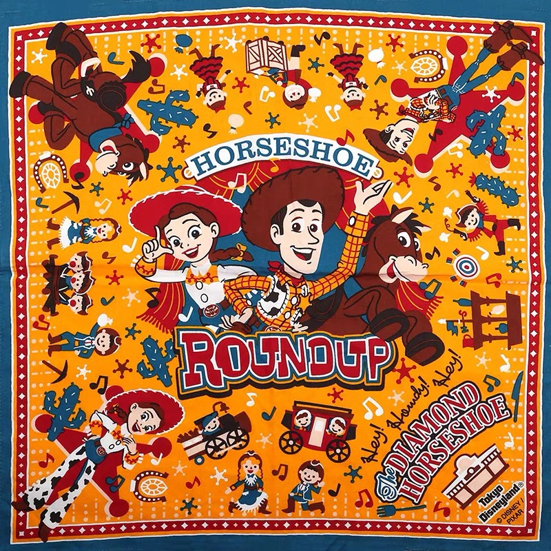 美式复古玩具总动员大方巾卡通印花头巾围巾手帕