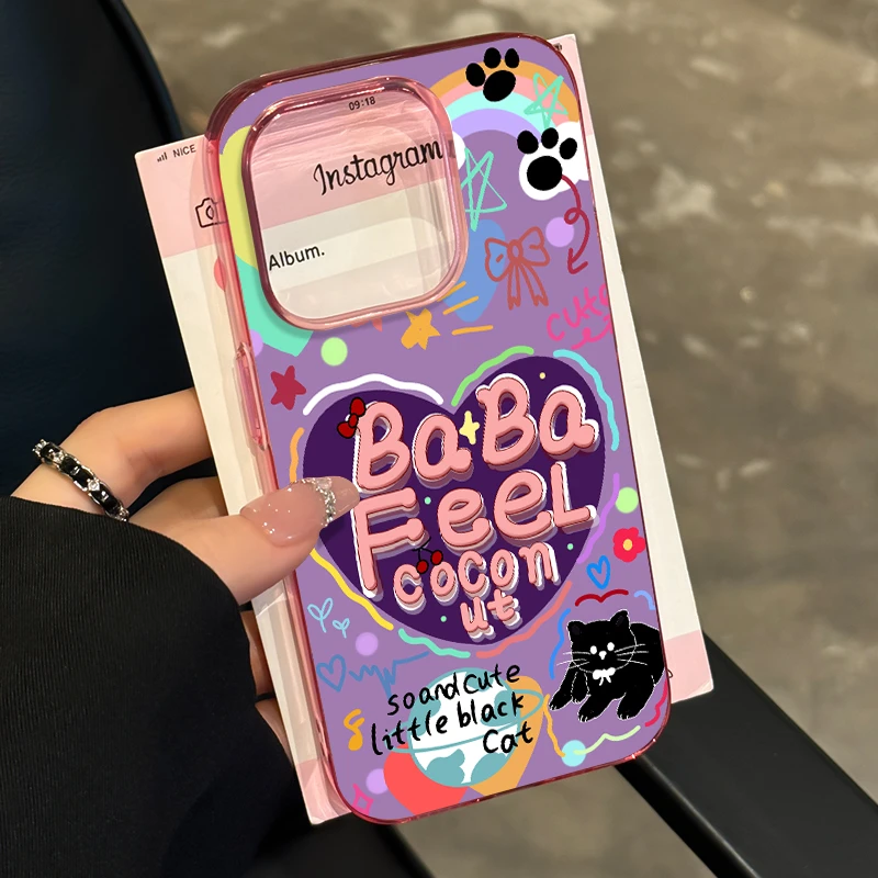 猫咪彩绘ins风适用iphone15/14promax苹果11手机壳13软胶12防摔XM