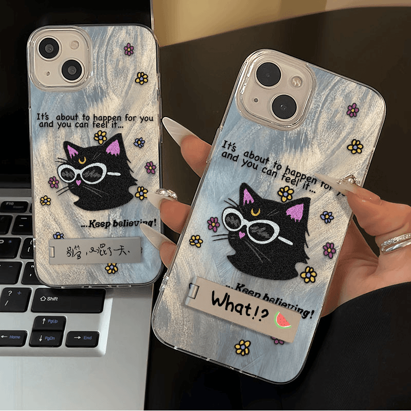 极步 拽酷猫咪ins风适用iphone15苹果手机壳14软胶13/12promax高颜值ZJ