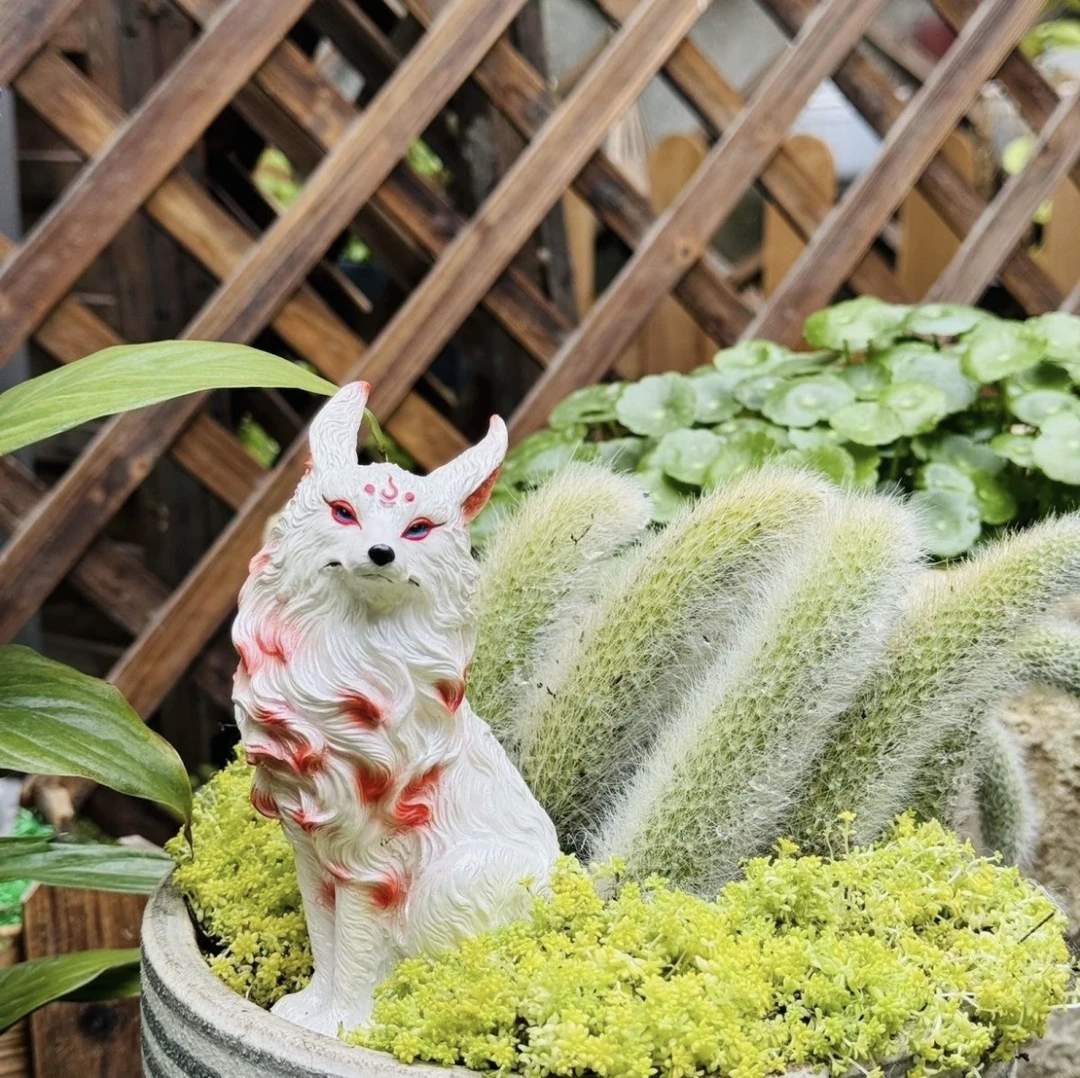 九尾狐摆件园林花盆多肉植物搭配个性小狐狸可爱摆件花园招财装饰