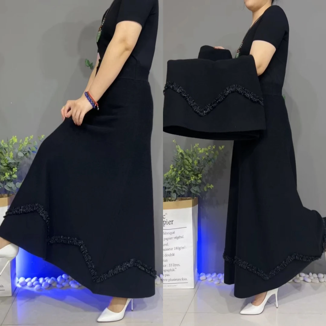 23020秋季新款女式半身裙高腰弹力秋冬女士纯色时尚洋气