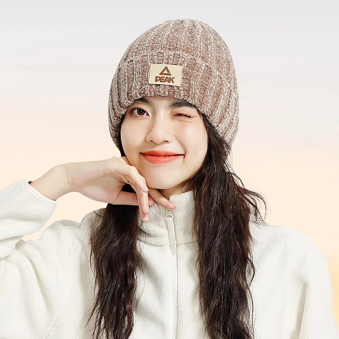 Peak/匹克保暖帽加厚男女针织帽大帽围显脸小抗寒百搭运动毛线帽